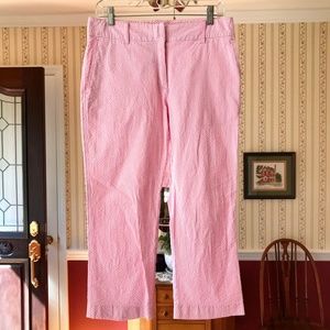 Lilly Pulitzer Seersucker Pink White Crop Pants